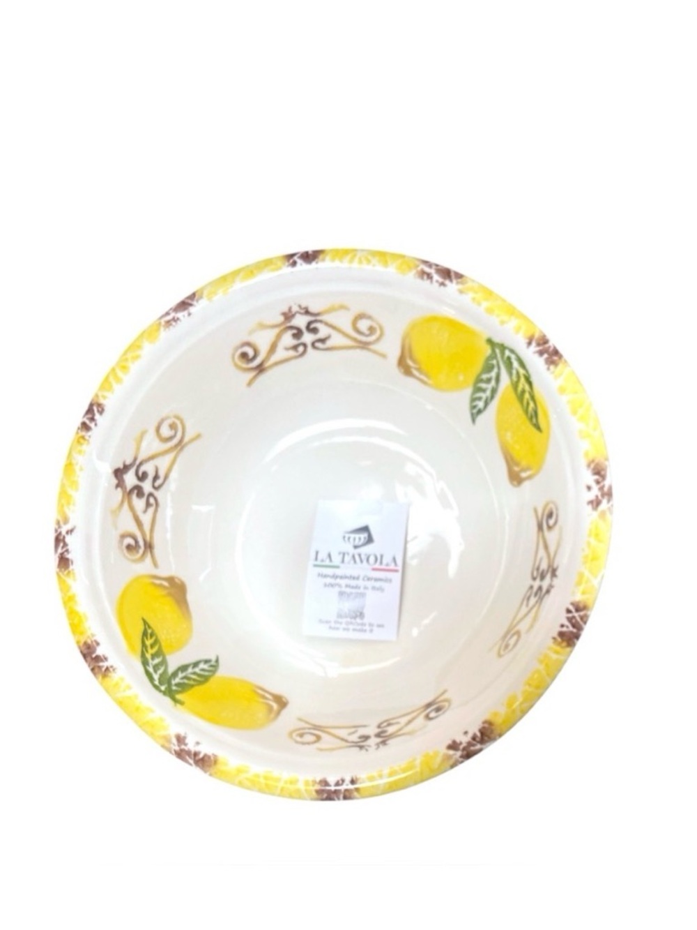 Large Hand Painted Lemon Serving Bowl 11” La Tavola‎ Made In Italy